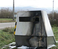 Burned speed camera in France