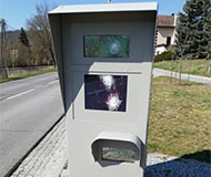 Smashed speed camera in Austria