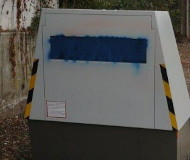 Spraypainted blue in France