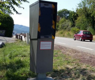 Spraypainted speed camera in France