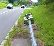 Toppled German speed camera
