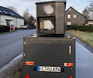 Spraypainted speed camera in Mettmann, Germany