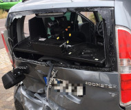 Smashed German speed camera van