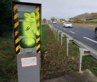 Spraypainted speed camera