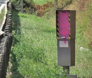 Pink painted French speed camera