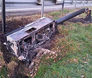 Burned speed camera in France