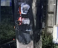 Burned French speed camera