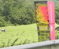 Spraypainted speed camera in France