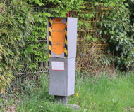 French speed camera sprayed orange