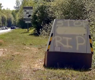 French spraypainted speed camera