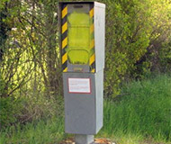 Spraypainted speed camera