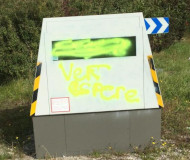 Green painted speed camera in France