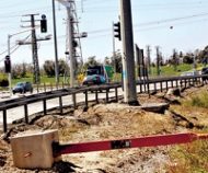 Uprooted Israeli speed camera