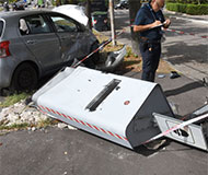 Italian speed camera knocked over