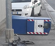 Toppled Italian speed camera