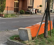 Toppled Italian speed camera