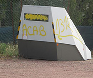 Yellow spraypaint on speed camera