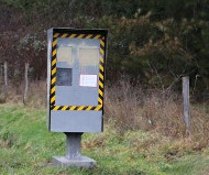 Spraypainted gray speed camera