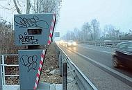 Spraypainted speed camera in Italy