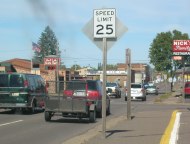 River Street speed limit sign