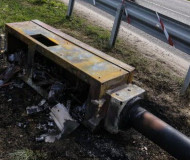 Toppled French speed camera