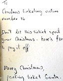 Parking ticket Santa note