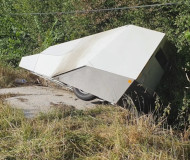 Speed camera tipped over