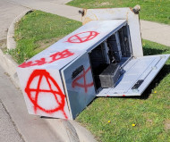 Toppled Canadian speed camera