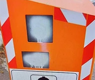 Spraypainted speed camera in Italy